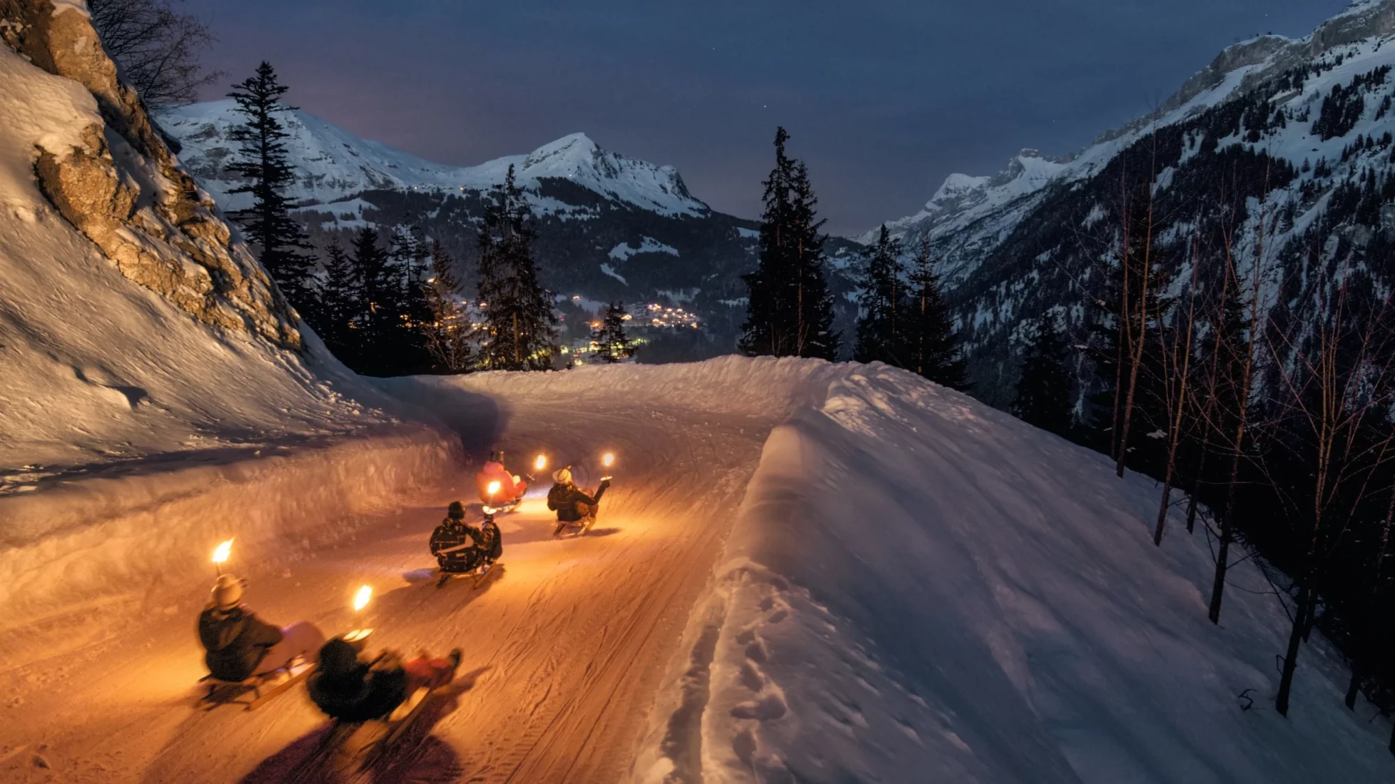 Sledding at night